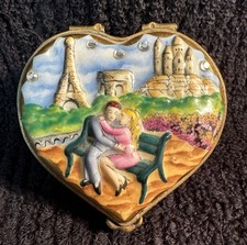 Chanille French Limoges Peint coração principal, casal, Torre Eiffel, eu te amo comprar usado  Enviando para Brazil