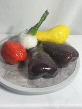 Conjunto de 5 vegetais de papel machê feito à mão – decoração de abóbora berinjela pimenta cebola comprar usado  Enviando para Brazil