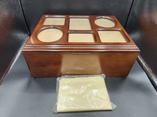 Caja de almacenamiento y exhibición forrada de fotos de madera de caoba vintage Bombay Company segunda mano  Embacar hacia Mexico