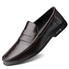 Sapatos sociais masculinos de couro genuíno italiano casual escritório slip-ons sapatos de barco comprar usado  Enviando para Brazil