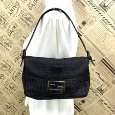 Bolsa de ombro FENDI FF FS726 bolsa de mão lona x couro preta usada autêntica comprar usado  Enviando para Brazil