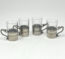 Conjunto de 4 copos cordiais de café expresso vintage folheados a prata alças de dragão Itália, usado comprar usado  Enviando para Brazil