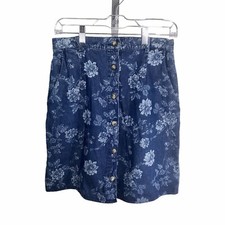 Saia Cabin Creek Feminina 10 Média Azul Branca Floral Botão Frontal Vintage , usado comprar usado  Enviando para Brazil