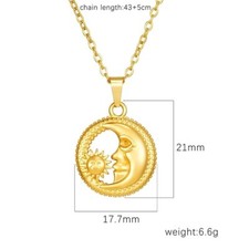 Colar pingente feminino de aço inoxidável 304 com formato de lua e sol, básico... comprar usado  Enviando para Brazil