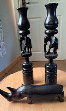 vintage wooden candle sticks for sale  SWINDON