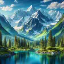 Imagem digital papel de parede fundo desktop cenas de montanha arte IA comprar usado  Enviando para Brazil