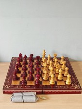 Red wooden chess for sale  PONTYPOOL