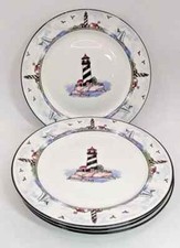 Conjunto de 4 pratos de salada pré-propriedade Totally Today Coastal Lighthouse 7 1/2" comprar usado  Enviando para Brazil