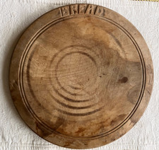 Antigua tabla de pan redonda inglesa de madera tallada primitiva segunda mano  Embacar hacia Mexico