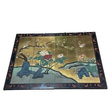 Vintage 4 Painéis Asiático Coromandel Folha de Ouro Laca Tela Parede Pássaros Flores comprar usado  Enviando para Brazil