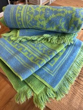 Toalhas de banho vintage Sears Drylon azul verde esculpido MCM franja conjunto de 2 comprar usado Toalhas de banho vintage Sears Drylon azul verde esculpido MCM franja conjunto de 2 comprar usado  Enviando para Brazil