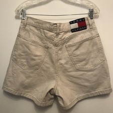 Shorts Tommy Hilfiger Off White osso cáqui bege acastanhado bandeira soletrar tamanho 12 comprar usado  Enviando para Brazil