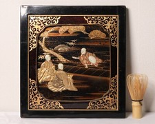Painel de parede de laca japonesa paisagem dourada e monge budista era Meiji 2, usado comprar usado  Enviando para Brazil