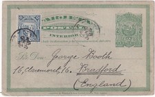 Tarjeta PS URUGUAY 1894 2c Brazos Verde #12, UPR 1Cc Azul, Atado MONTEVIDEO 29 JUN 189 segunda mano  Embacar hacia Mexico