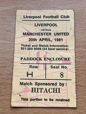 Ticket 1980 liverpool for sale  DUNMOW