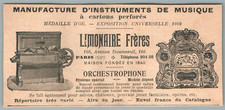 1908 limonaire frères d'occasion  Viry-Châtillon