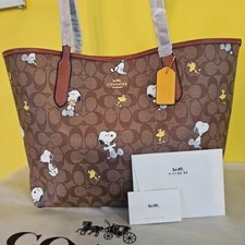 Bolsa tote Coach Peanuts Snoopy CF166 assinatura lona cáqui sequoia multiuso comprar usado  Enviando para Brazil