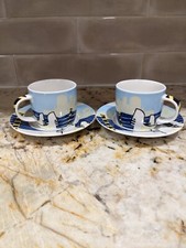 Studio Nova Fine Porcelain (Around The World) Demitasse Cups w/ Saucers Venice 2 comprar usado  Enviando para Brazil
