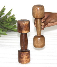 Par Vintage de Halteres de Madeira Equipamento de Ginástica, Colecionável comprar usado  Enviando para Brazil