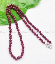 Colar facetado de contas redondas de jade vermelha natural 4 mm fecho de prata 14-36"" comprar usado  Enviando para Brazil