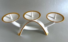 Portavelas De Porcelana Plato De Tres Luces, Vintage Alka Arte Con Borde Dorado comprar usado  Enviando para Brazil