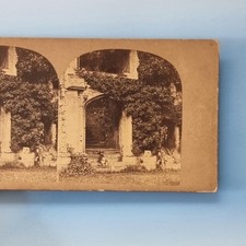 Raglan Monmouth Stereoview C1860 foto real escadaria castelo do País de Gales por Sedgefield, usado comprar usado  Enviando para Brazil