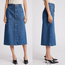 Saia jeans midi QUADRO moderna bolso botão frontal 29 nova sem etiquetas $288 comprar usado  Enviando para Brazil