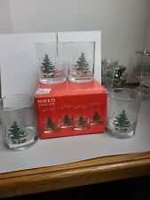 NIKKO Vintage ÁRBOL DE NAVIDAD CRISTALERÍA 14OZ DOBLE JUEGO ANTIGUO 4 vasos segunda mano  Embacar hacia Argentina