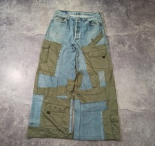 RARO retrabalho Levis 501 perna larga patchwork personalizado estilo japonês multibolsos Y2K, usado comprar usado  Enviando para Brazil