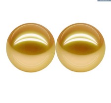 Usado, um par natural redondo AAAAA 11-12mm ouro mar do sul pérola solta meio furo comprar usado  Enviando para Brazil