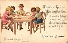 Cartão postal There's a Chair Waiting For You At Sunday School Children at Table, usado comprar usado  Enviando para Brazil