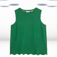 Usado, Colete Feminino Ex White Stuff Sem Mangas Recortado em Verde Bordado Broderie comprar usado  Enviando para Brazil