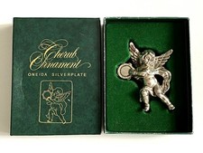 Décoration NOEL ANGE Musicien plaqué Argent ONEIDA + boîte Christmas TIMBOURIN  comprar usado  Enviando para Brazil