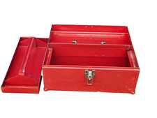 Caja de herramientas apilable estuche de almacenamiento caja de metal portátil rojo EE. UU. segunda mano  Embacar hacia Mexico