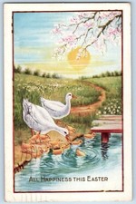 Cartão postal de Páscoa patos e patinhos flores árvore antigo Wisconsin WI 1923 vintage comprar usado  Enviando para Brazil