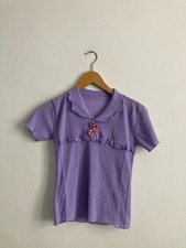 Lawendowa  bluzka 👚 z krótkim rękawem 👚 w stylu retro vintage 👚 r S / M na sprzedaż  PL