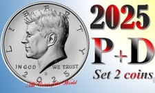 Meio dólar 2025 P D Kennedy JFK -DOIS (2) CONJUNTO DE MOEDAS - 50 centavos comprar usado  Enviando para Brazil