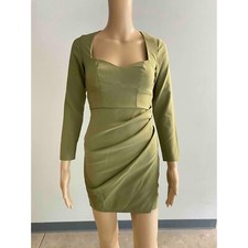 Mini vestido ASOS Design verde oliva manga longa gola quadrada franzido pequeno comprar usado  Enviando para Brazil