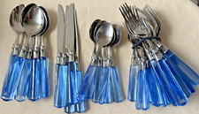 Talheres Martha Stewart aço inoxidável azul claro cabo acrílico 35 peças/5-8s em excelente estado usado comprar usado  Enviando para Brazil