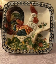 Prato para servir galo fazenda 12’’ quadrado multicolorido em perfeito estado CBK Ltd, usado comprar usado  Enviando para Brazil