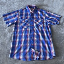 Camisa masculina Dixxon flanela Glory média vermelha branca azul xadrez manga curta bambu, usado comprar usado  Enviando para Brazil