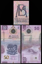 NOTA DE US$ 50 100 ANOS DEL BANK DE MÉXICO polímero ajolote nota unc. Edição em perfeito estado comprar usado  Enviando para Brazil