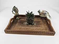 Bandeja de colecionador vintage esculpida à mão ornamentada design floral indiano 15" comprar usado  Enviando para Brazil