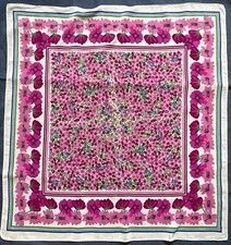 🌸 Cachecol de seda floral vintage - POPPY 34" festa no jardim rosa verde crepe de China, usado comprar usado  Enviando para Brazil
