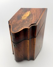 Usado, Faca/caixa de vidro de talheres incrustada antiga George III mogno, madeira acetinada comprar usado  Enviando para Brazil