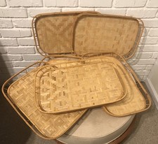 vintage set trays 6 bamboo for sale  Mableton