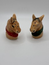 Shakers de sal e pimenta vintage de porcelana cabeça de cavalo - Feito no Japão verde e vermelho comprar usado  Enviando para Brazil