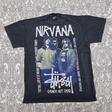 Camisa Vintage Stussy Nirvana Grunge Is Not Dead Estampa Gráfica L Anos 90 Kurt Cobain comprar usado  Enviando para Brazil