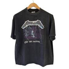 Camiseta Metallica Ride the Lightning Vintage Reimpressão Metallica Tag GG comprar usado  Enviando para Brazil