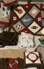 Lote de 13 peças de itens temáticos esportivos para quarto de bebê. Lençóis de babados para colchas comprar usado  Enviando para Brazil